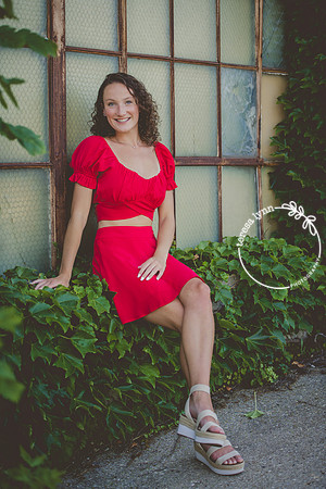 red dress senior portrait