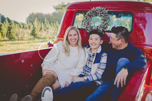 vintage red truck christmas card